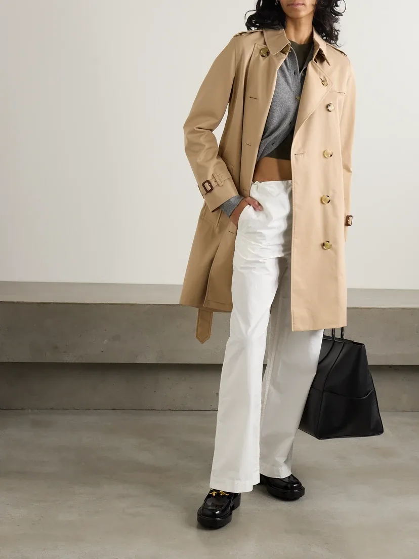 Тренч Kensington BURBERRY, тренч, свободный крой, бежевый — фото 2
