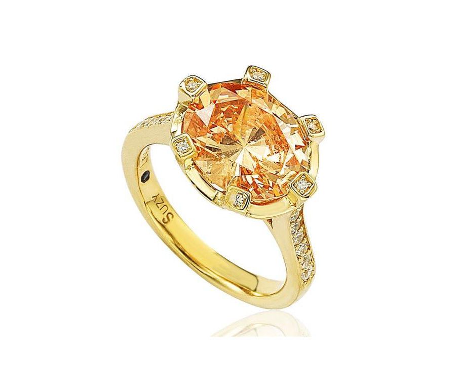 

Кольцо для коктейля Suzy Levian из стерлингового серебра с кубическим цирконием оранжевого цвета Suzy Levian New York, Orange