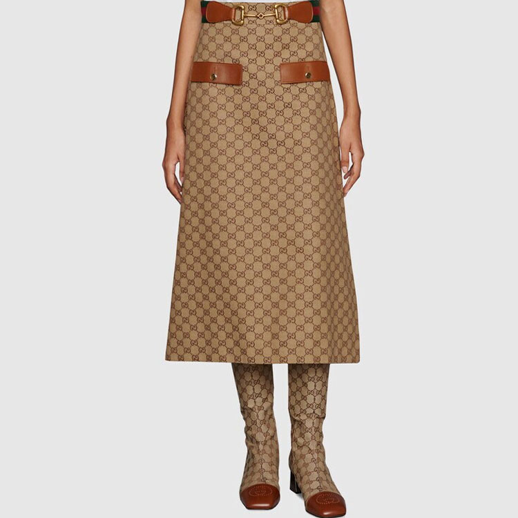 Повседневная длинная юбка женская коричневая Gucci — фото 3