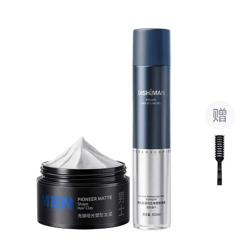 Корейский спрей для укладки волос Grain Styling Spray с натуральным свежим ароматом, объемная и легкая фиксация глина для укладки HANFANGWUGU, Hair mud 100g + setting spray 420ml*2 — фото 2