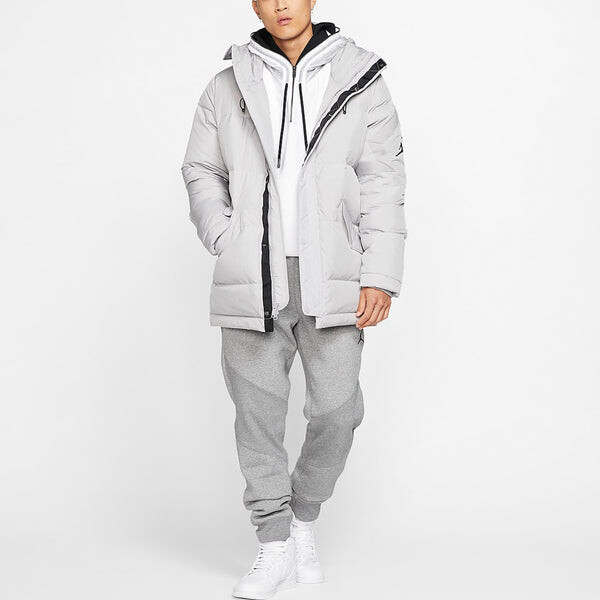 Пуховик Air Jordan Wings Outdoor mid-length hooded down Jacket Gray, серый — фото 3