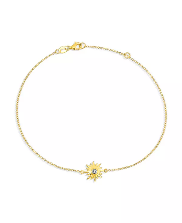 

Браслет на лодыжку с фианитами Sunburst, позолоченный, стерлинговое серебро Bling Jewelry, gold