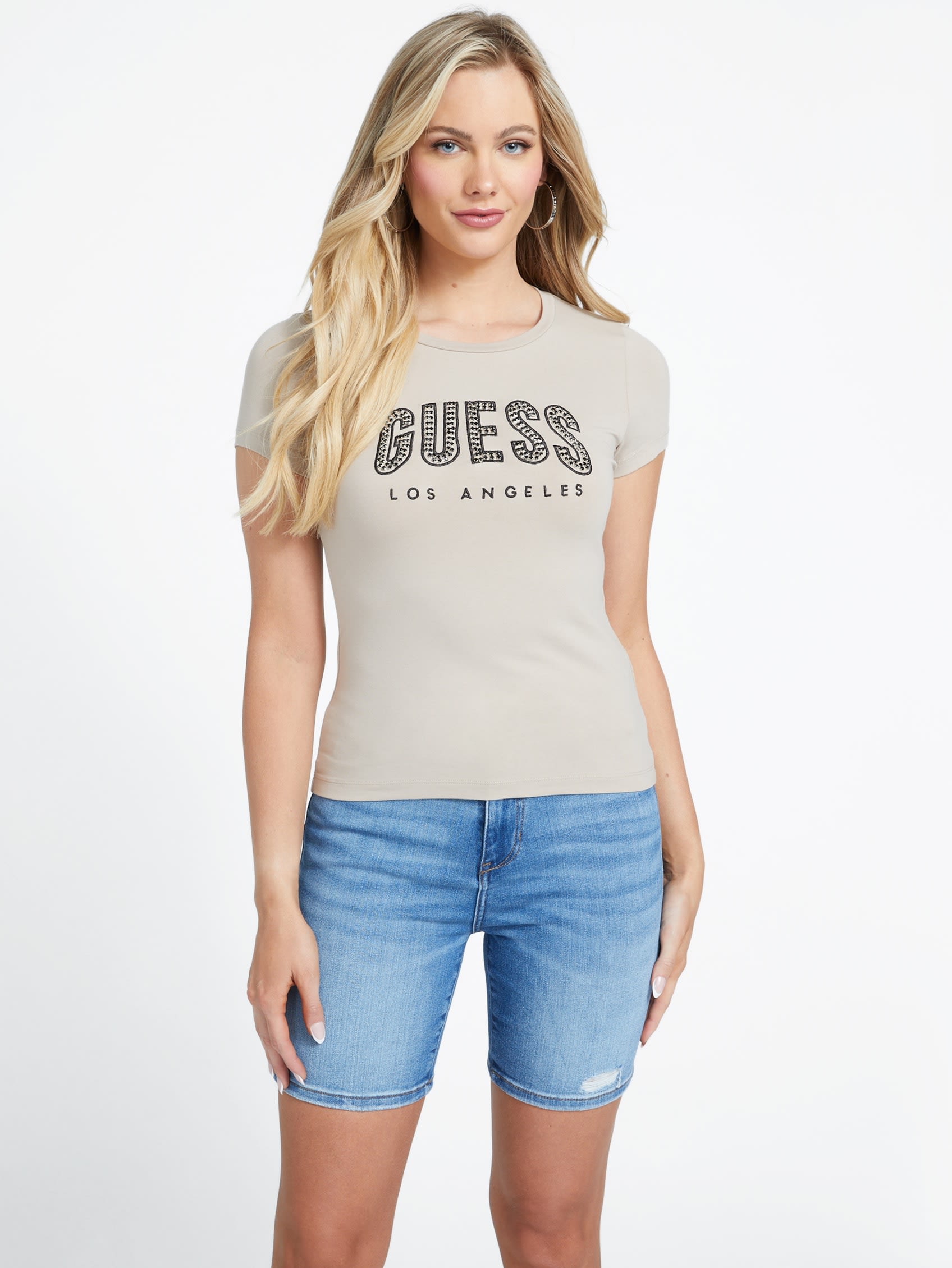 

Футболка с пайетками Miraella Guess Factory, цвет velvet taupe
