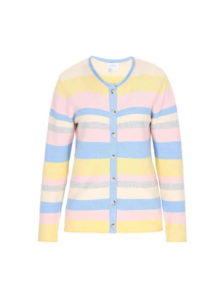 

Женский кардиган синего цвета с разноцветными вставками usha BLUE LABEL