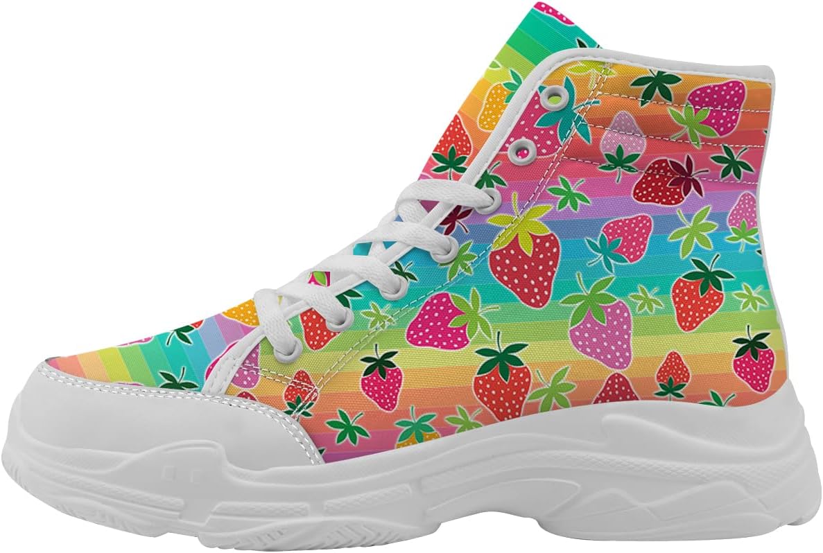 

Женские высокие кеды на шнуровке Strawberry из ткани, подарок для нее Quorax, 3105 Rainbow