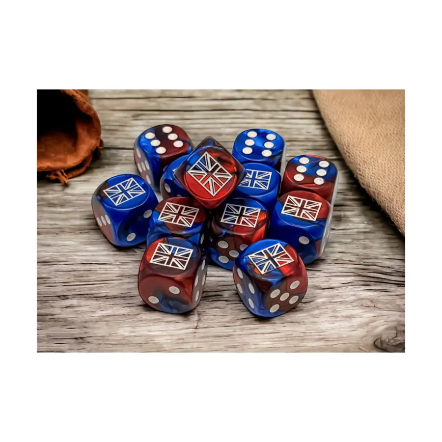 

d6 16 мм Великобритания Gemini сине-красный с белым (12), Dice - Axis & Allies