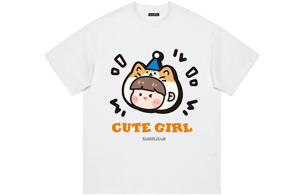 

Футболка Unisex Crew Neck Moderate Heavyweight ZIAREL, белый [cute girl]