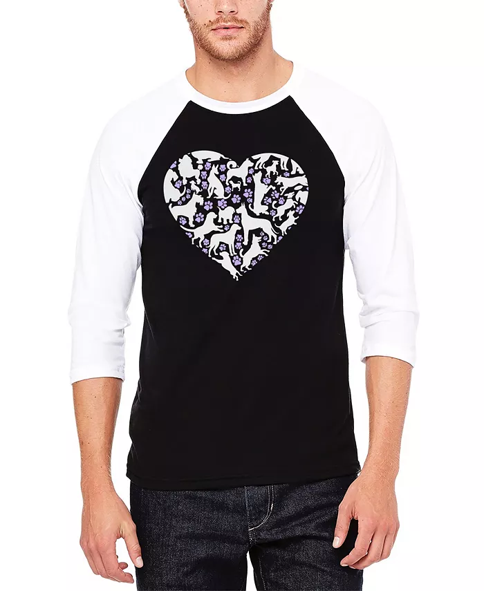 

Мужская футболка с принтом Dog Heart в стиле реглан и словесным дизайном La Pop Art, мультиколор