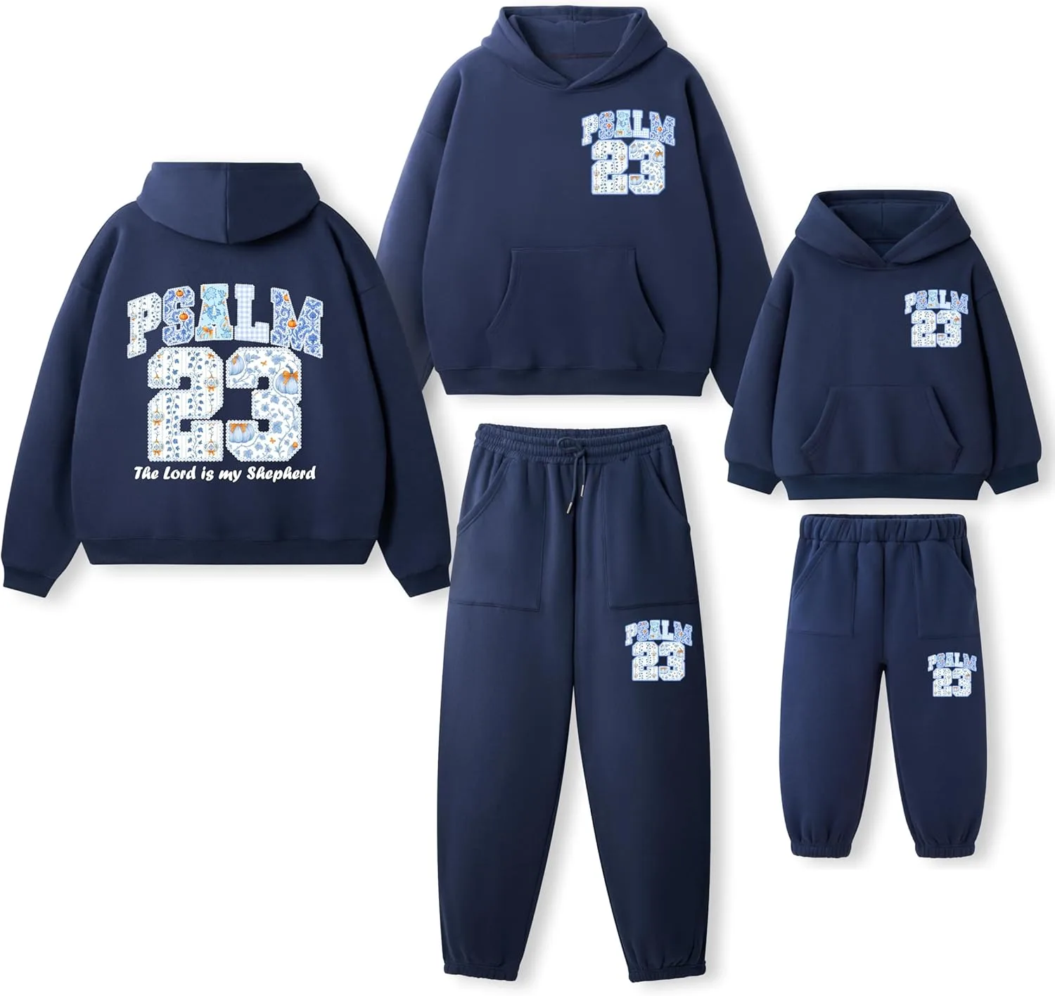 

Семейные рождественские пижамы Matching Sets Fleece Hoodies Christian Hoodie Set Psalm 23 Guiding Cross