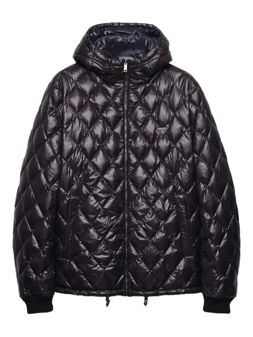 

Стеганая куртка с капюшоном Prada, черный