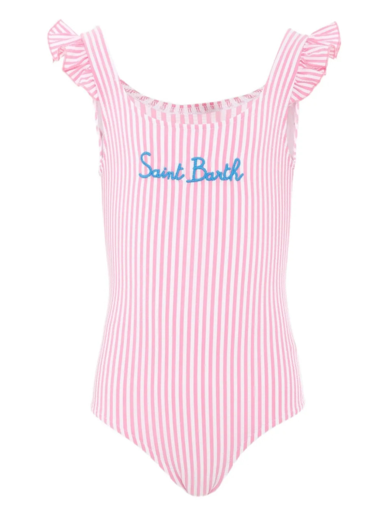 

MC2 Saint Barth Kids Clio купальник в полоску с оборками, розовый
