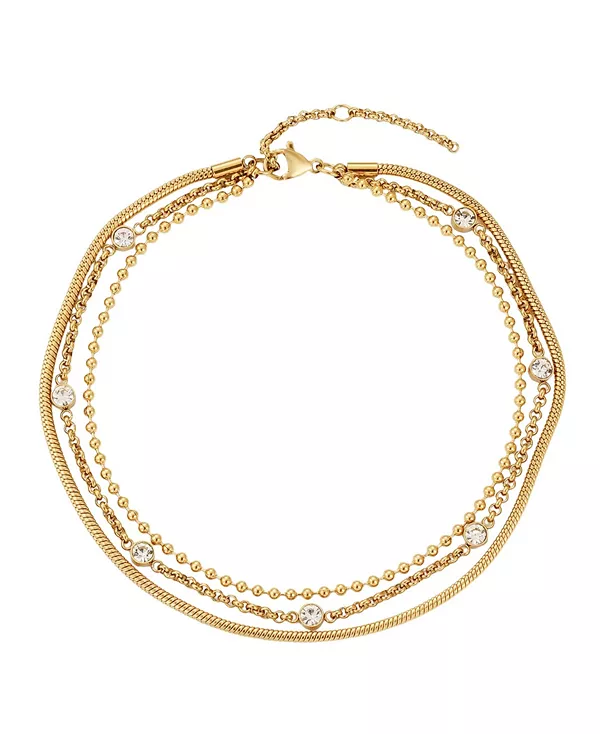 

Трехслойный золотой браслет на лодыжку, устойчивый к потускнению Adornia, gold