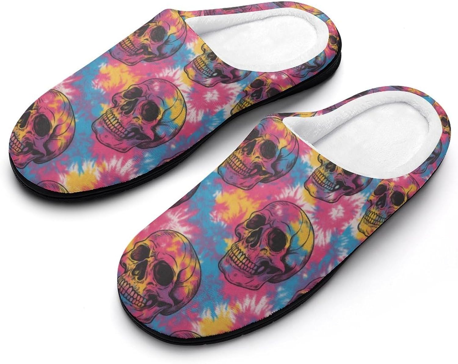 

Винтажные мужские хлопковые тапочки с цветочным принтом, яркие ботанические, для дома и улицы, теплые, уютные, мягкие, с нескользящей подошвой Daihanle, 70s Vintage Tie Dye Skull