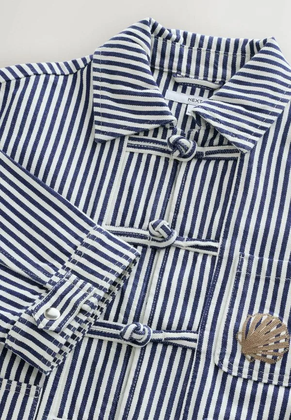 Летняя куртка с вышивкой, укороченный размер Next, Blue And White Stripe — фото 2
