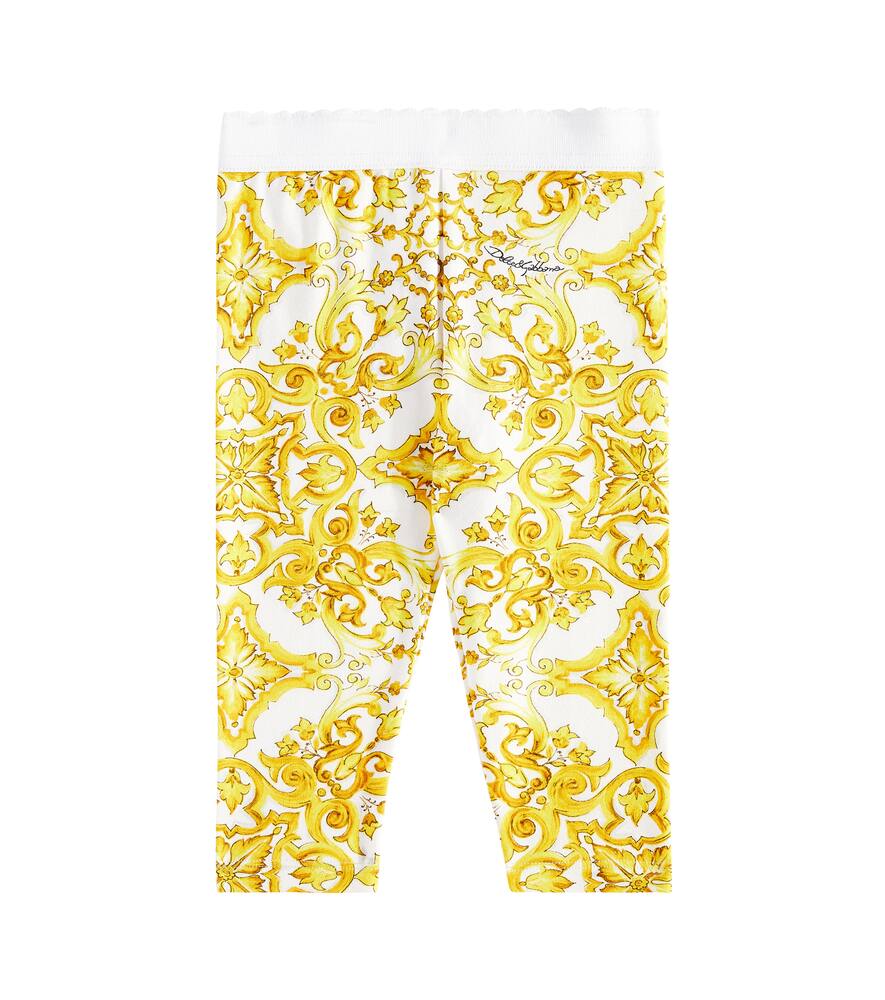 

Детские леггинсы Majolica из хлопкового джерси Dolce&Gabbana Kids, Mix Maiolica Giallo