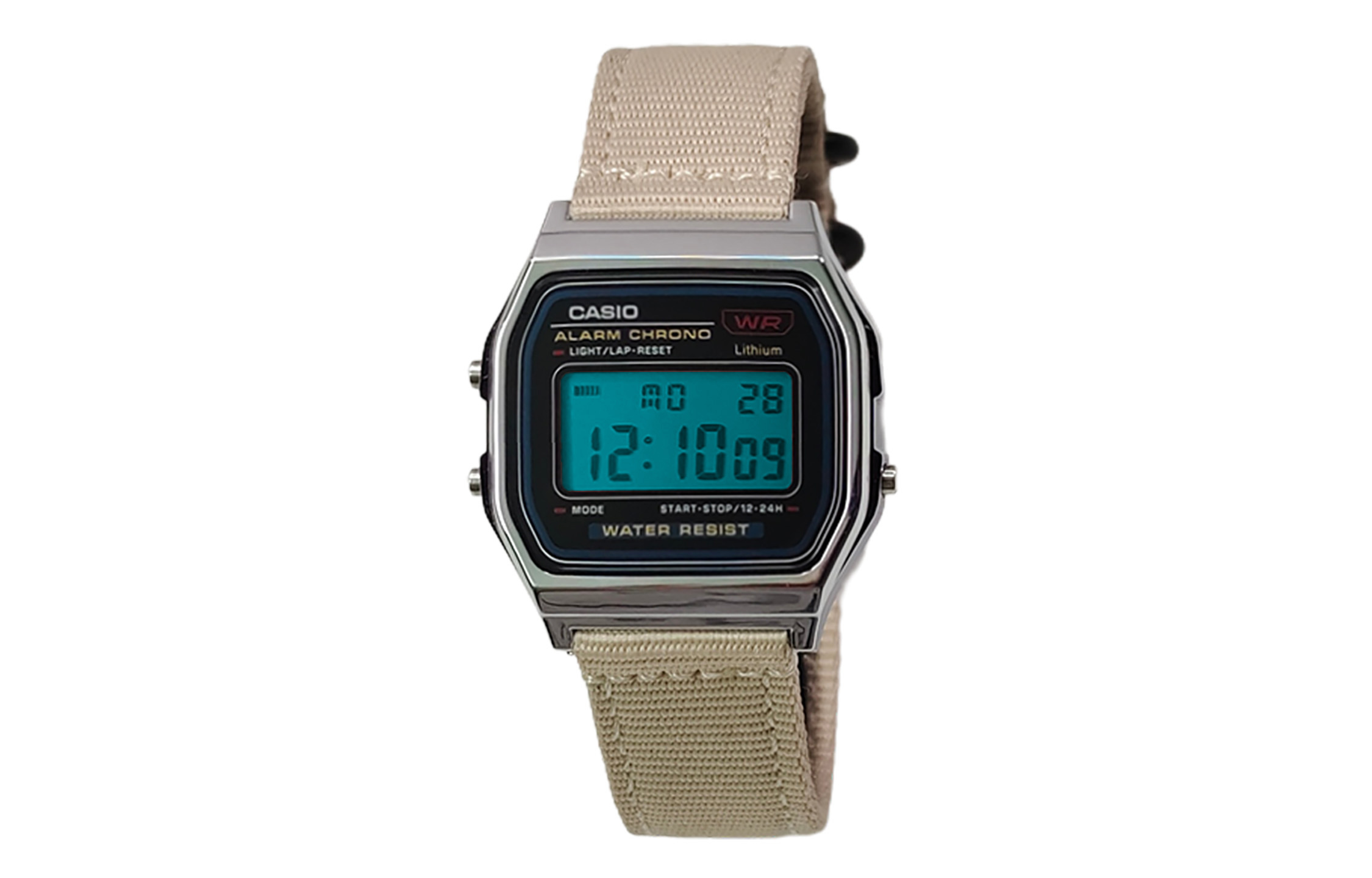 

CASIO Мужские часы Retrofit Series с кварцевым механизмом и нейлоновым ремешком, черный циферблат