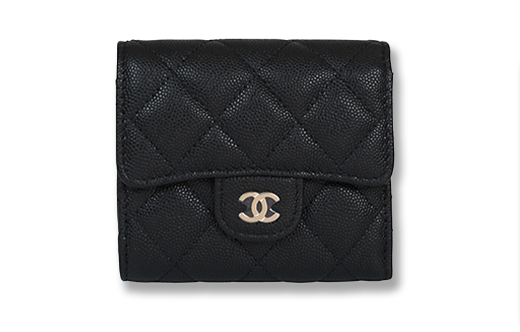 

Chanel Женский кошелек-портмоне из кожи с зернистой текстурой личи, осенне-зимний, черный 22K