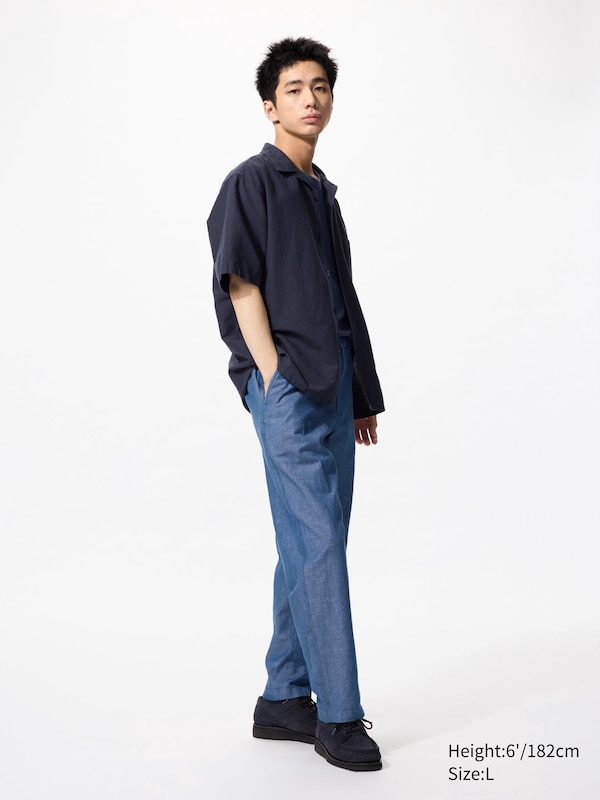 

Свободные брюки из льняной смеси Uniqlo, синий