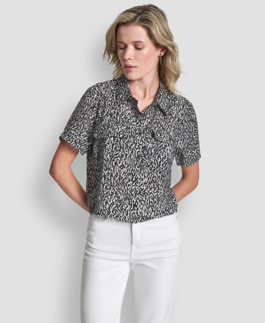 

Женская футболка с коротким рукавом и принтом в стиле кэмп DKNY, Logo Ikat