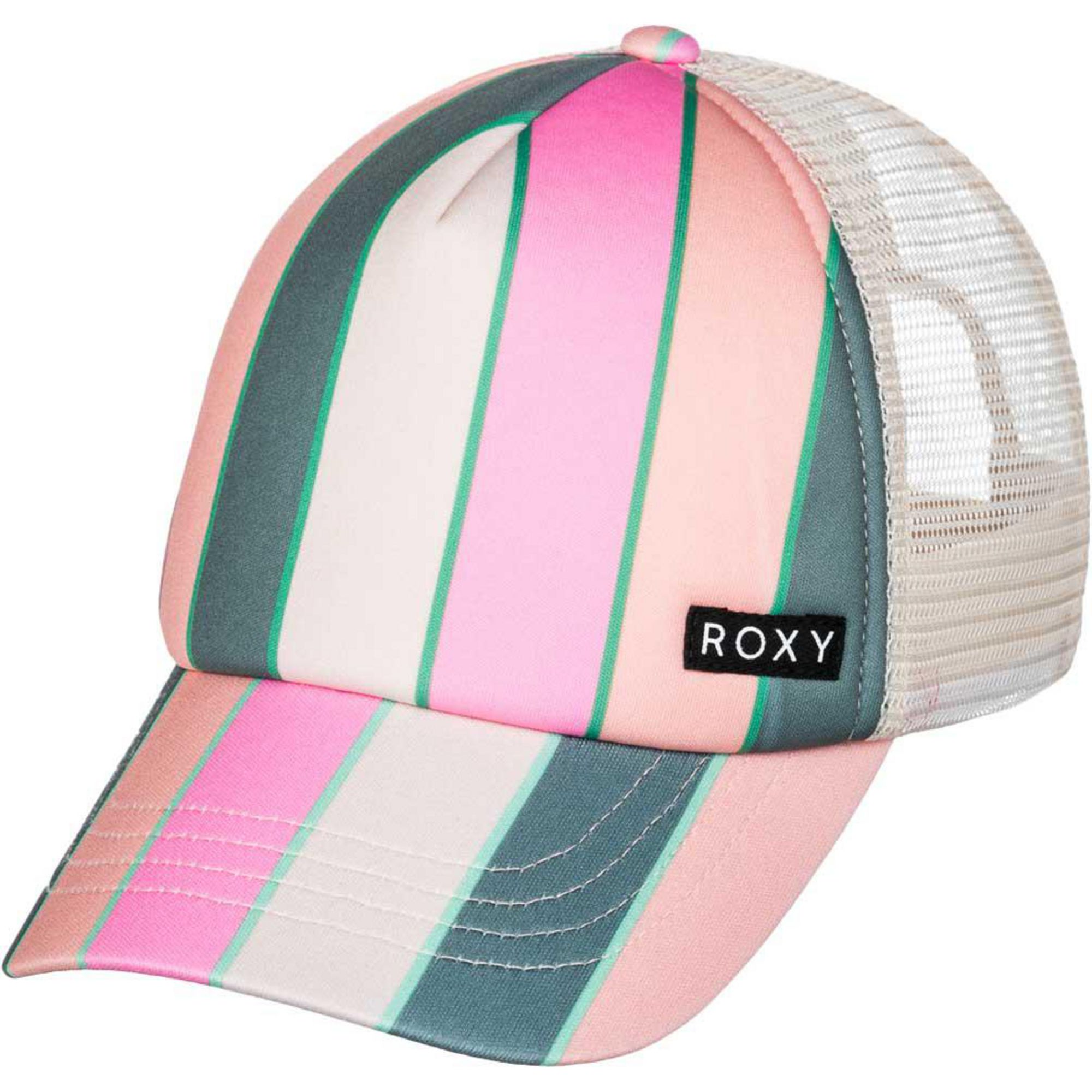 

Детская кепка-тракер с медово-кокосовым принтом ROXY, Agave Green Very Vista Stripe