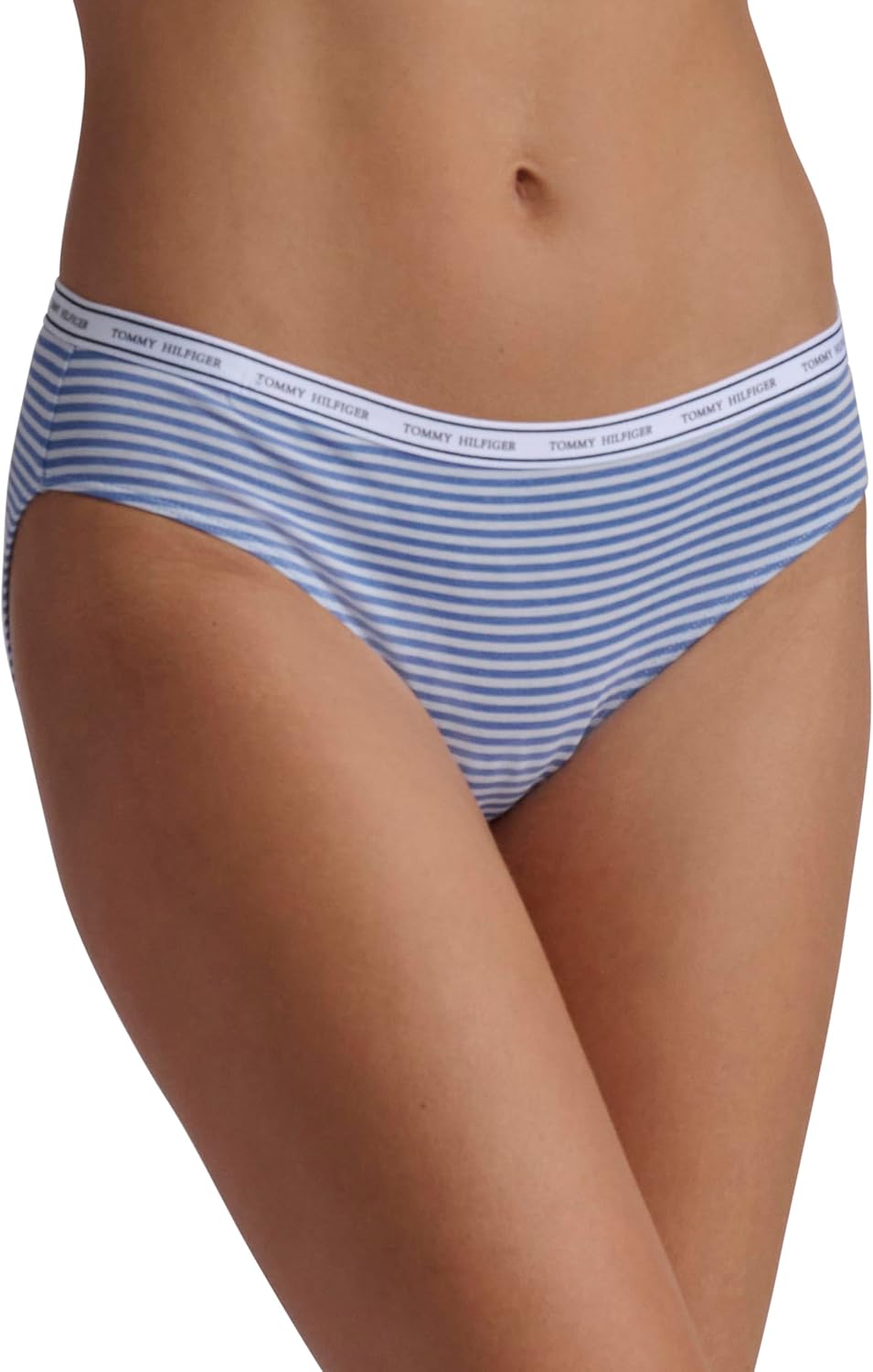 

Женское классическое хлопковое бикини-белье Tommy Hilfiger с логотипом на поясе, упаковка 5 пар, Tossed Th Ebb & Flow/Heather Grey/Black/Bright White/Stripe Ebb & Flow