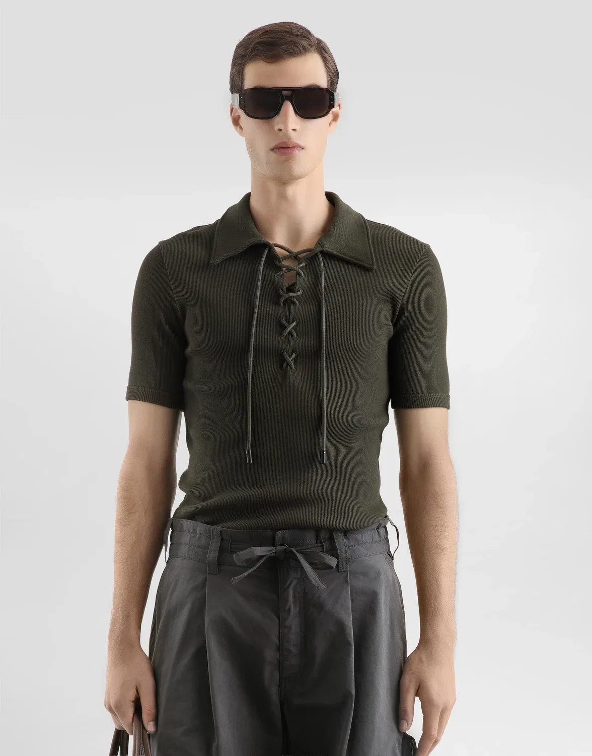 Поло-футболка из хлопкового интерлока DOLCE & GABBANA, коричневый — фото 4