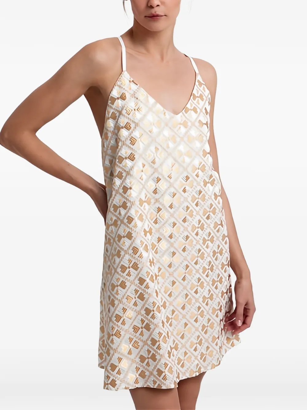 

Мини-платье с геометрическим узором Greek Archaic Kori, бежевый