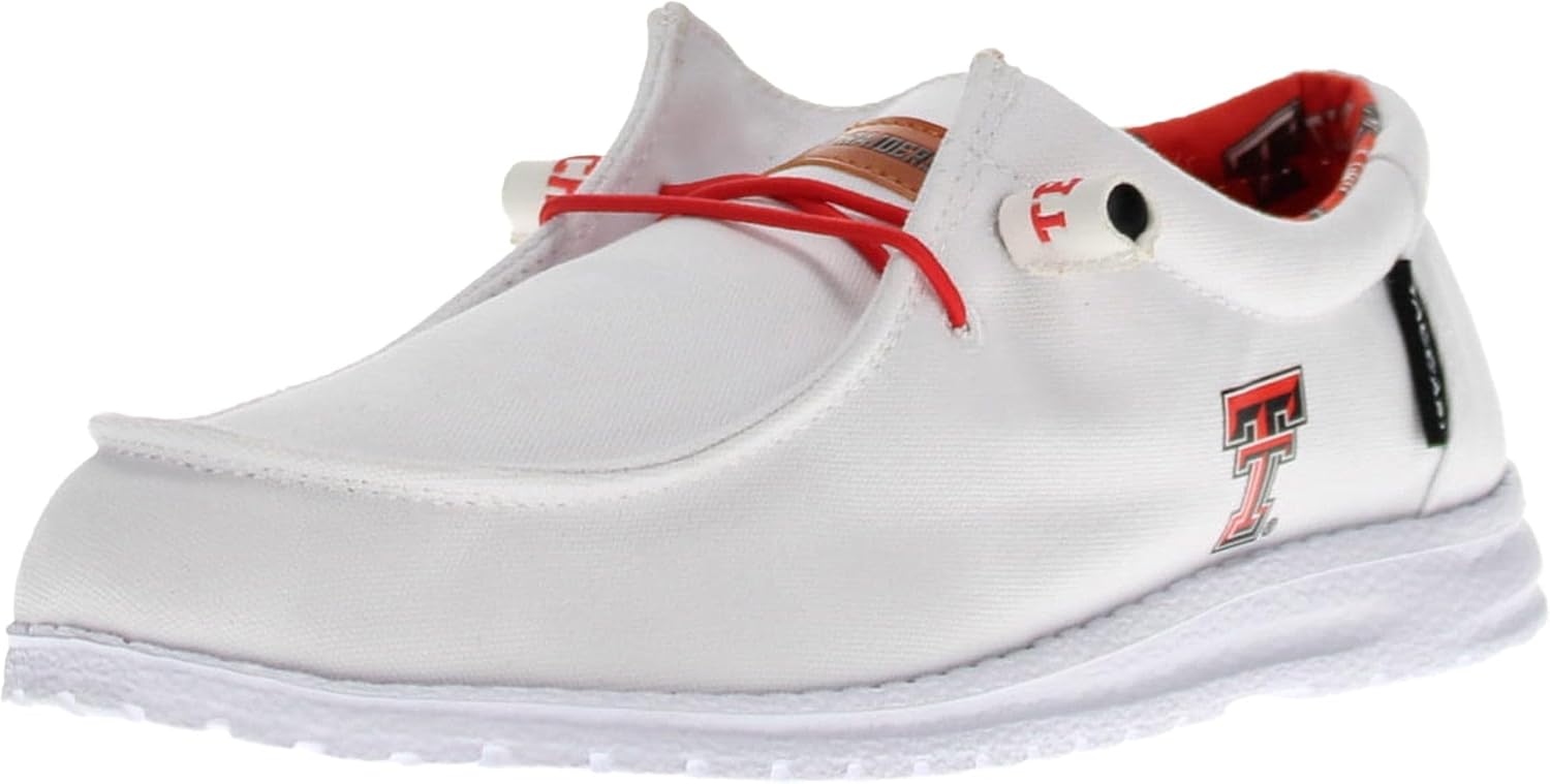 

Мужские слипоны из холщовой ткани Vaccari Nate NCAA, Удобная и легкая повседневная обувь, Texas Tech/White