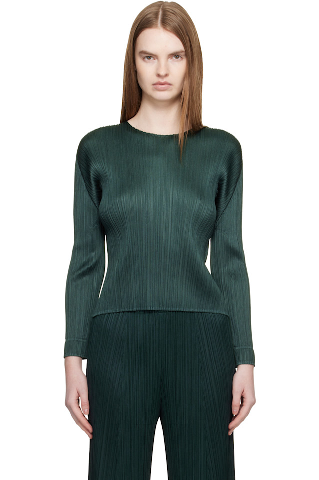 

Pleats Please Issey Miyake Зеленая блузка месячных цветов декабрь