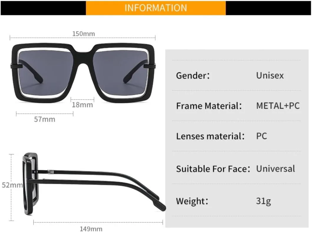 

Солнцезащитные очки для мужчин и женщин - защита UV400 - увеличенные полые цветные линзы для занятий спортом на открытом воздухе и вождения DSVIGF, Orange