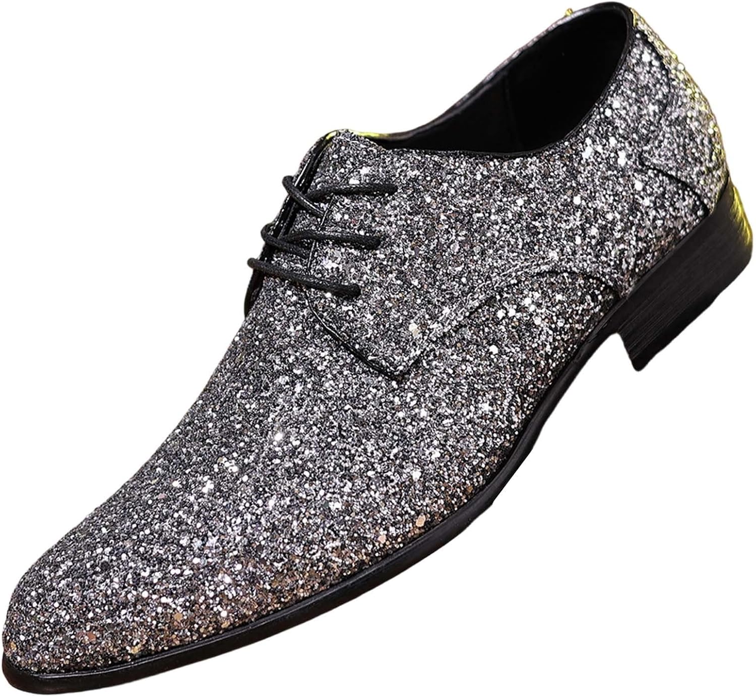 

Мужские классические туфли-лоферы для официальных мероприятий, блестящая модель для деловых случаев Generic, серебро