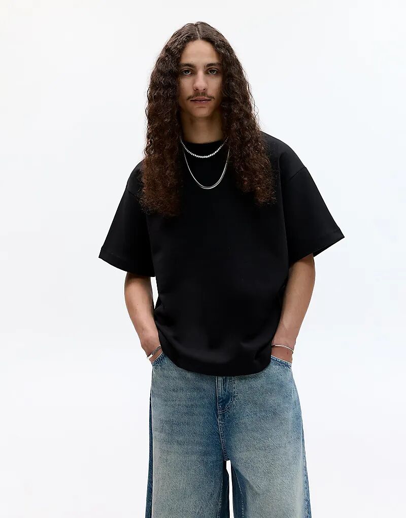 

Толстовка Pull&Bear Basic с короткими рукавами черного цвета