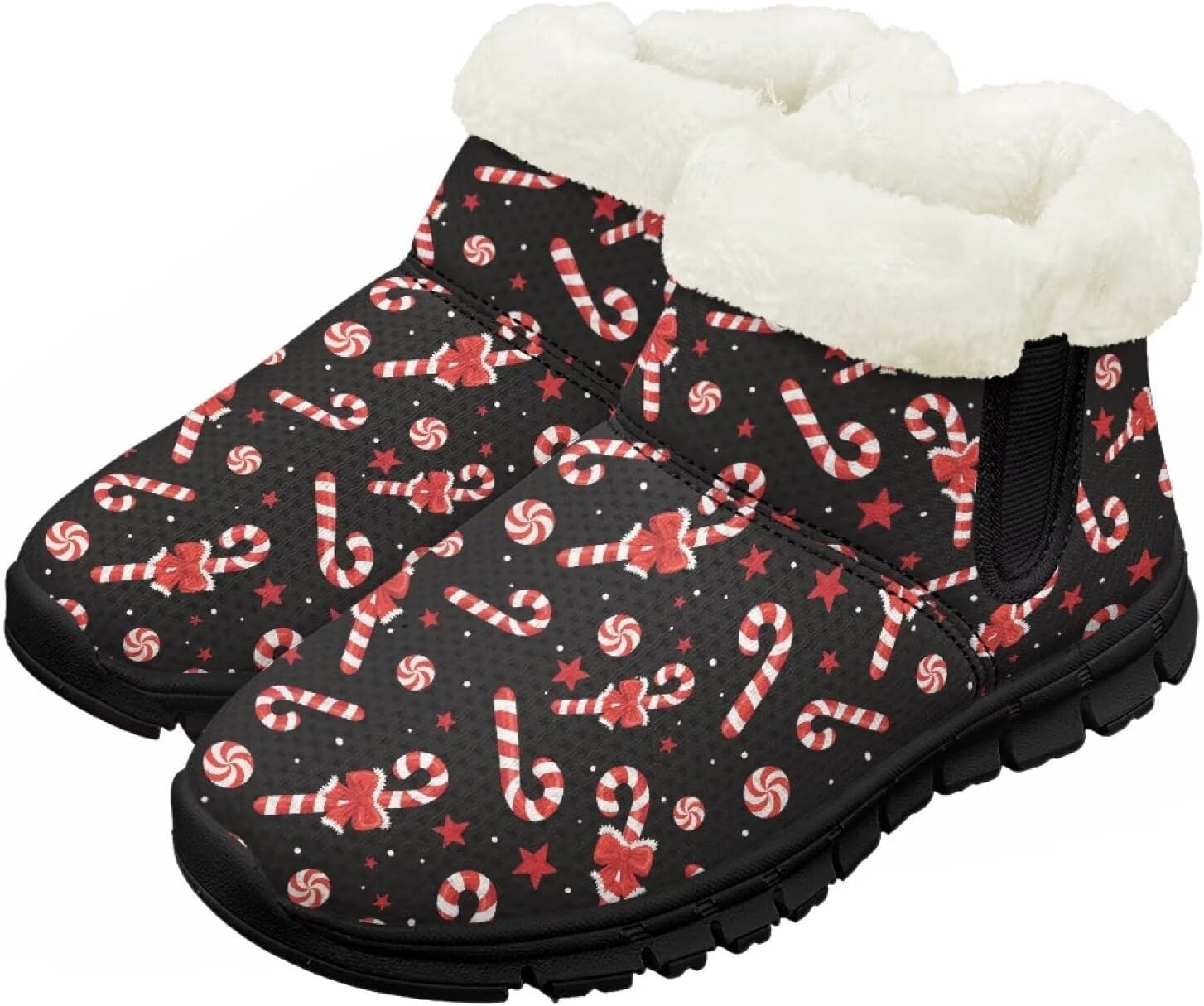 

Зимние ботинки для малышей для мальчиков и девочек, утепленные и очень легкие с плюшевой подкладкой и подошвой с противоскользящим эффектом Chririnla, Christmas Candy Cane