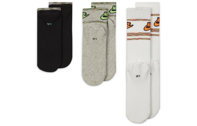 Носки Nike Contrasting Colors Logo Sports Mid Calf Socks 3 Pairs White / Gray / Black DA2601-902 — фото 2