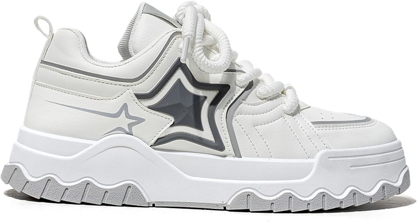 

Кроссовки Exusiai Men Chunky Fashion Star Y2K на платформе, стильные удобные бело-черные туфли