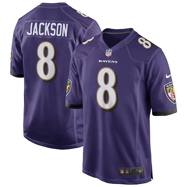 

Мужская игровая футболка Lamar Jackson Baltimore Ravens в фиолетовом цвете Nike