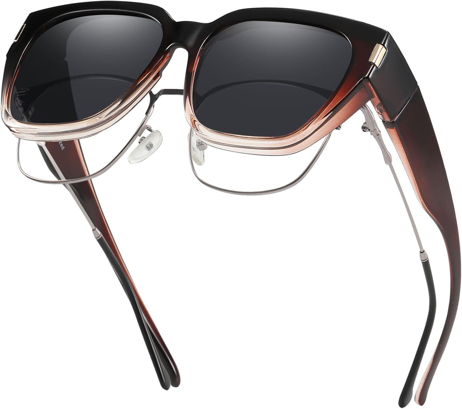 

Солнцезащитные очки HAOLOTA с поляризованными линзами, надеваемые поверх обычных очков, для женщин и мужчин. Модные квадратные очки с обтекаемой формой и защитой от УФ-излучения, L Size 11 Gradient-brown/Grey