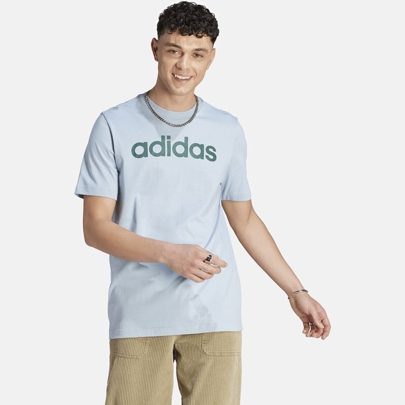 

Мужская футболка Essentials из одинарного джерси с линейной вышивкой логотипа Adidas, черный