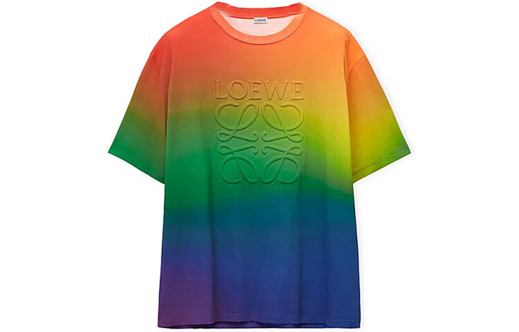 

Футболка из хлопка с радужной анаграммой Loewe, цвет Multicolor