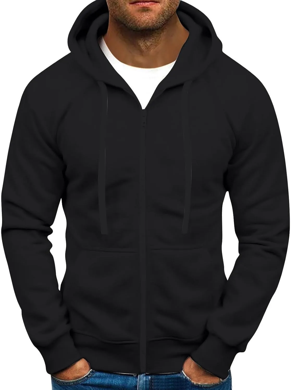 

Мужская худи на молнии классическая с длинным рукавом Slim Fit JWNYJFB