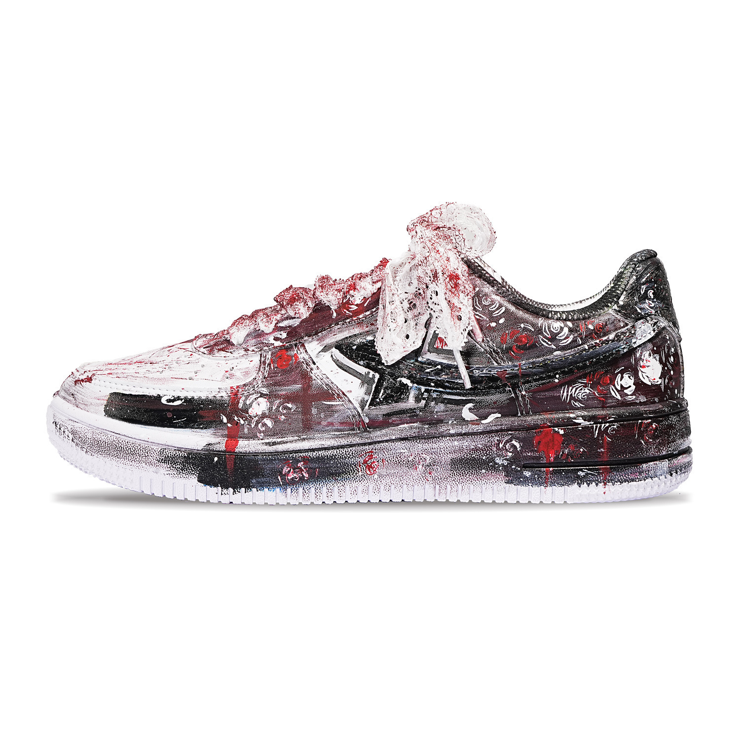 

XTEP Кроссовки Air Force One Skateboard Unisex низкие бело-черно-красные черно-красные, цвет Black Red