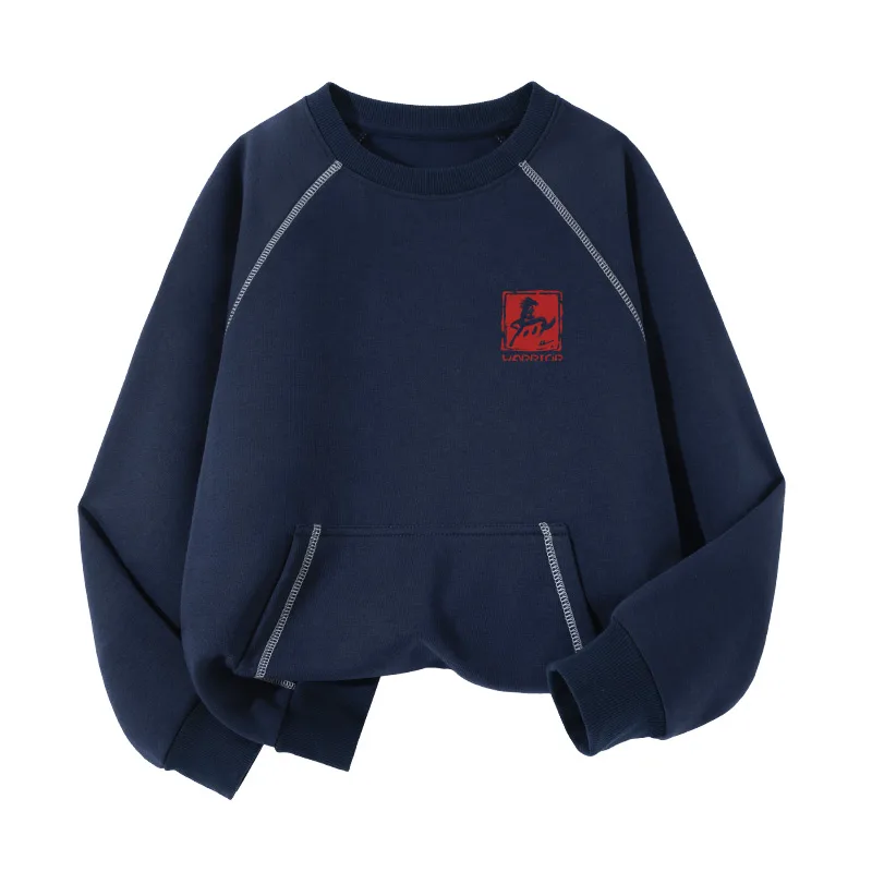 Детский свитшот с круглым вырезом WARRIOR, Navy Blue/Red Seal K