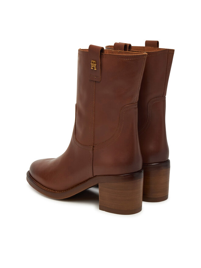 Ботильоны Riding Lthr Mid Boot Block Heel FW0FW08776 Tommy Hilfiger, коричневый — фото 3