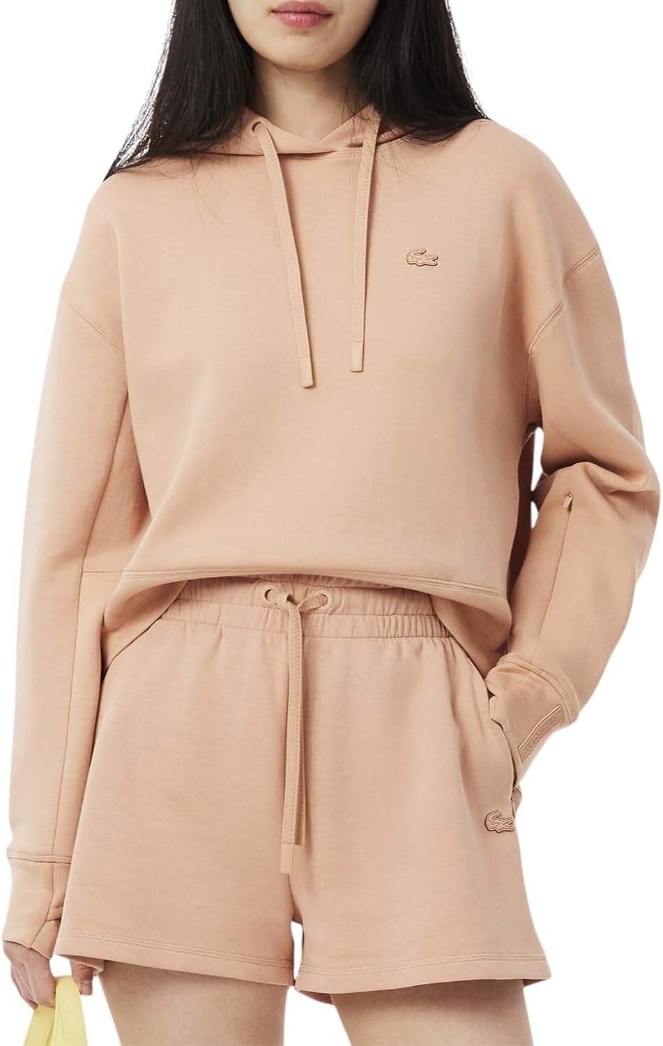 

Женская короткая хлопковая толстовка Lacoste, Latte