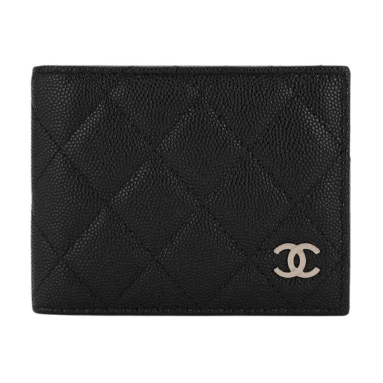 

CHANEL Женский картхолдер из зернистой кожи кавиаровой коровы черный