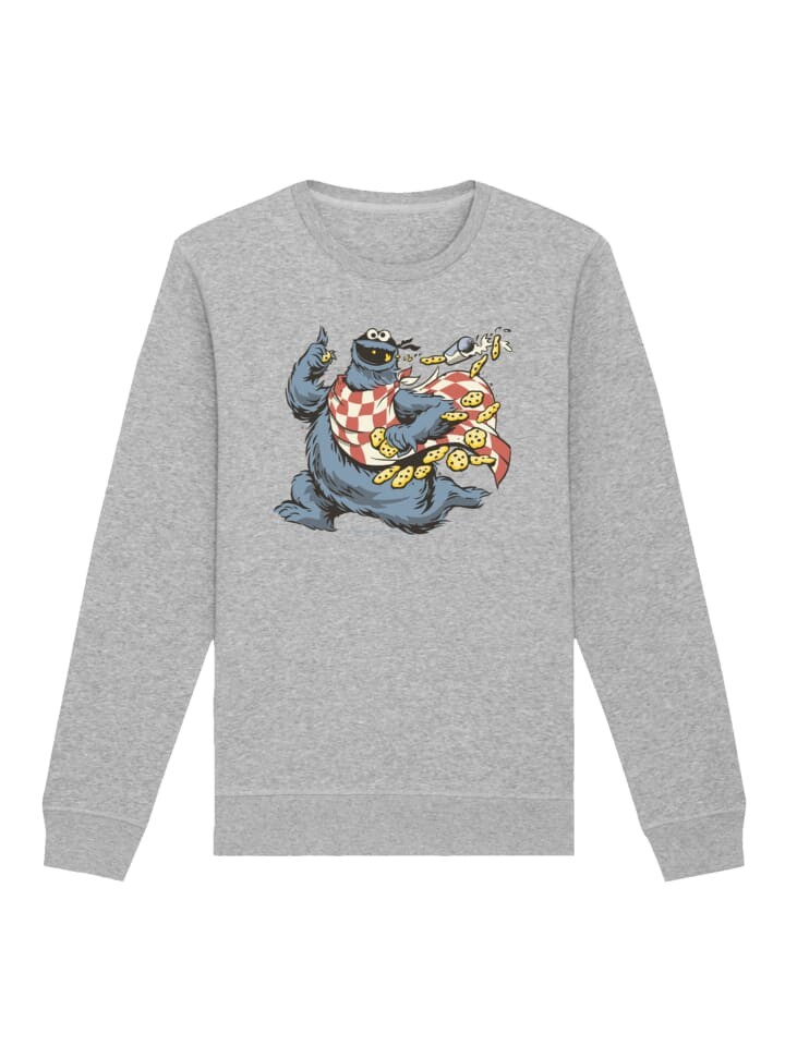 

Толстовка F4NT4STIC Sweatshirt Sesamstraße Cookie Monster Thief, пятнистый серый