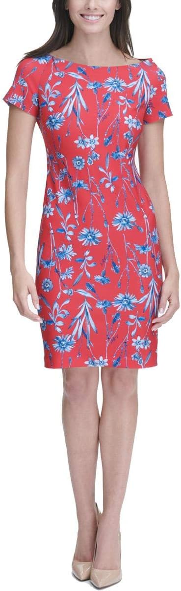 

Женское платье-футляр Tommy Hilfiger из крепа Scuba с вырезом-лодочкой, Raspberry Multi