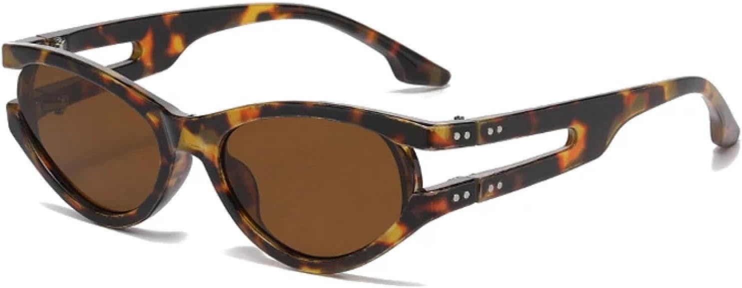 

Женские солнцезащитные очки «кошачий глаз», модные, с градиентом цвета, защита от УФ-излучения UV400; мужские трендовые, в стиле ретро, ​​с заклепками HHZZYVY, Leopard Tea