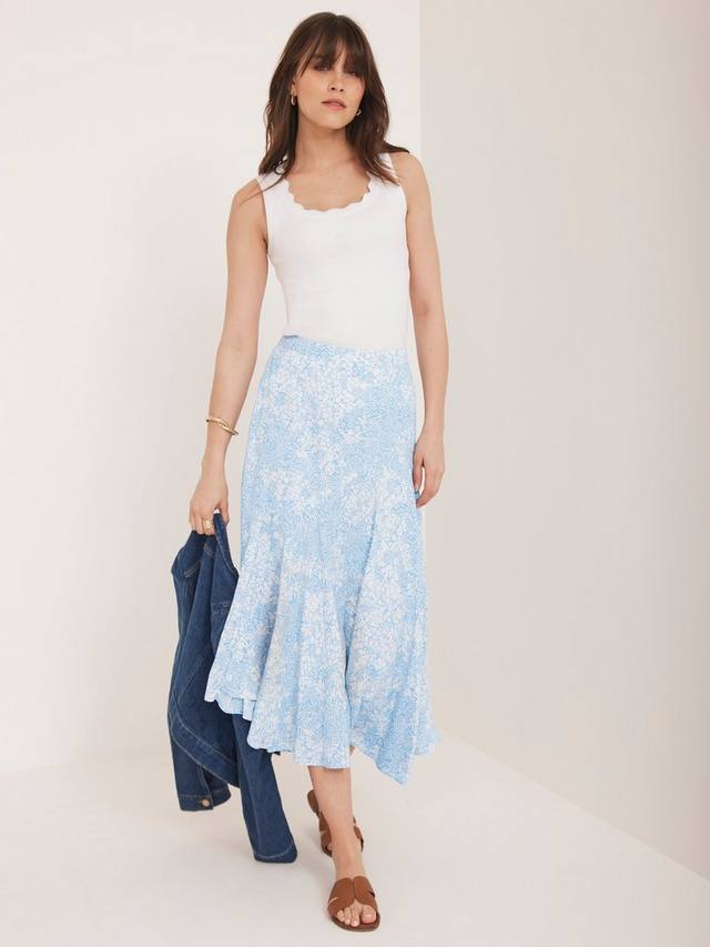 

Асимметричная юбка с цветочным принтом Mint Velvet, Blue/Multi