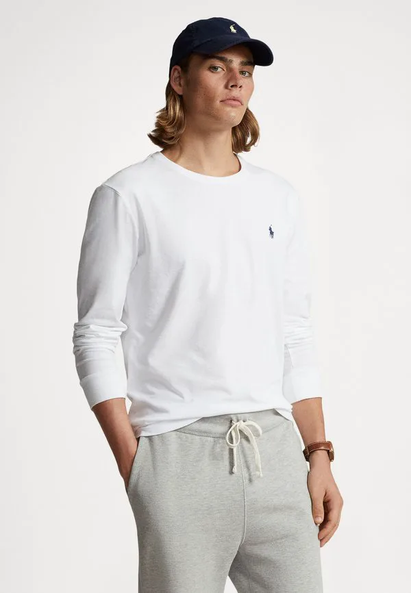 Футболка с длинным рукавом, облегающая, на заказ. Polo Ralph Lauren, White